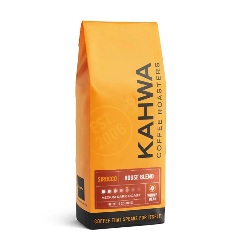 Kahwa Coffee - Sirocco House Blend, Medium Dark Roast, Whole Bean 12 oz