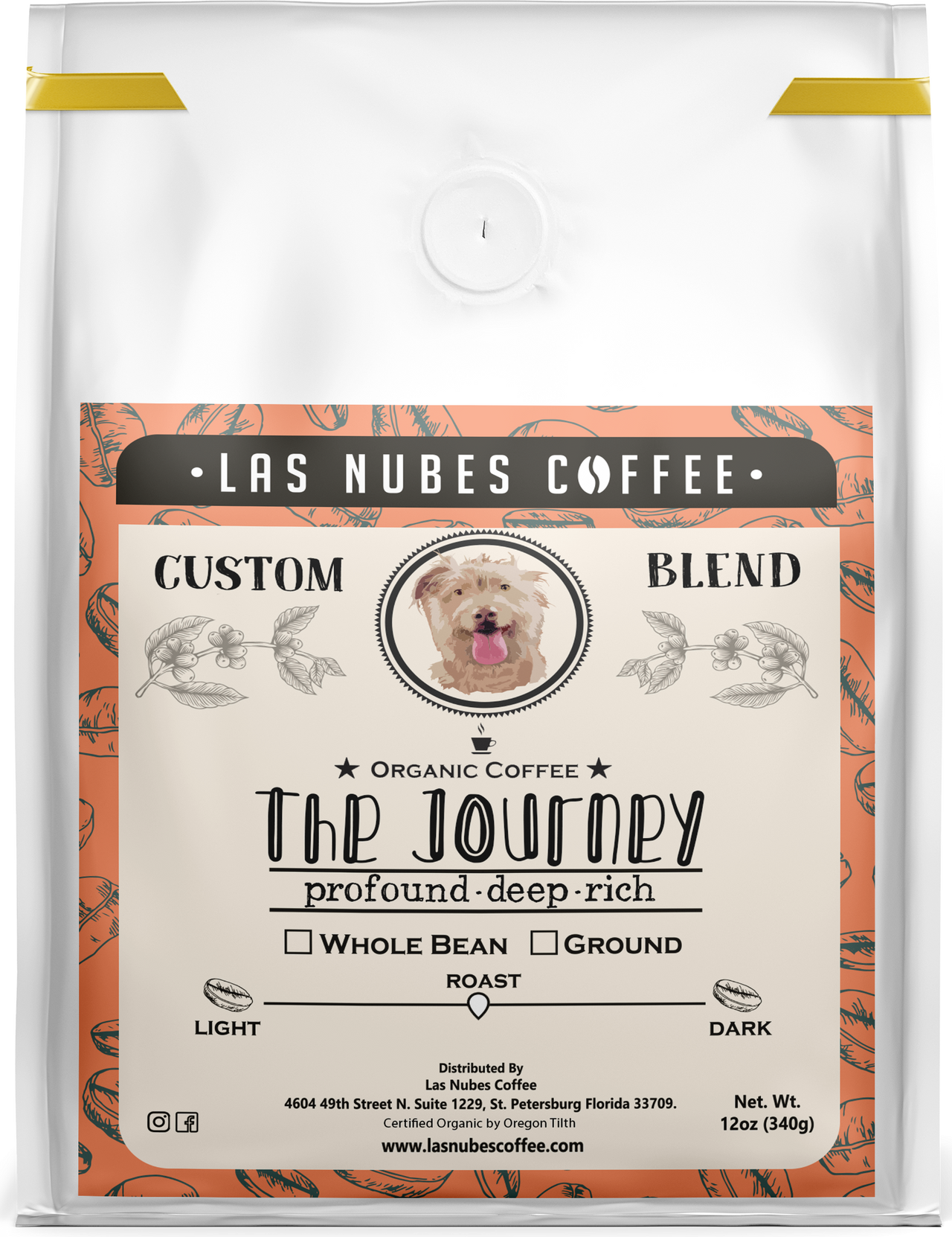 Las Nubes Coffee, The Journey, Medium Roast, Whole Bean, 12 oz